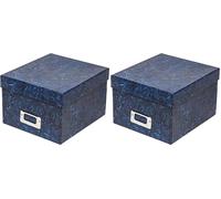 Hampton Frames | Photo Storage Box | 700-5x7, Deep Blue, Rectangular | Holds 700 Photos, Divider Cards Included, Acid & Lignin Free | Organise and Store 5x7 Pictures (Pack of 2)