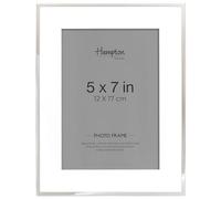 Hampton Frames PICCADILLY Silver Plate Photo Frame 5x7 Inch, Silver, Glass, Bevel Cut Mount Freestanding or Wall Mount Display for Photos PIC57SIL