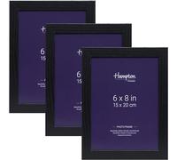 Hampton Frames, Picture Frame Set, 6x8 Inch (15x20cm), Black, Acrylic (Non-Glass) | Pack of 3 | Lightweight, Shatter-Resistant, Wall or Table Display | Modern Photo Frame Decor