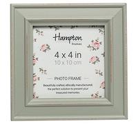 Hampton Frames | Square Photo Frame PAL301944S | 4x4 Inch (10x10cm), Sage Green, Distressed Wood | Glass Aperture, Freestanding or Wall Mount | Display for Home or Office