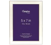 Hampton Frames STEPHANIE 5x7 (13x18cm) Silver Edged Picture Photo Frame With A White Enamel effect inlay and Glass Aperture STE99057W