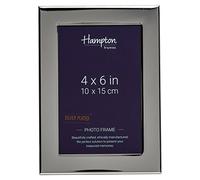 Hampton Frames | WOBURN 4x6 Picture Photo Frame | Silver Plate, Glass, 10x15cm | Engravable, Velvet Back, Freestanding | Display for Portrait or Landscape Photos