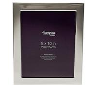 Hampton Frames | WOBURN Picture Photo Frame 8x10 (20x25cm), Silver, Glass | Engravable, Velvet Back, Freestanding | Display for Home or Office