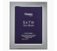 Hampton Frames | WOBURN Silver Picture Photo Frame 5x7 (13x18cm), Polished Silver Plate, Glass Aperture | Engravable, Velvet Back, Freestanding Display, Landscape or Portrait Use