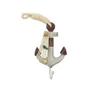 Hampton Nautical 7" Anchor Decoration Wooden Rustic Decorative Red and White Anchor with Hook