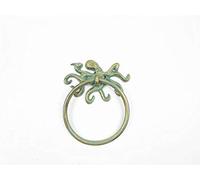 Hampton Nautical Antique Bronze Cast Iron Octopus Towel Holder 6" - Cast Iron Decor - Coastal Li