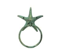 Hampton Nautical Antique Bronze Cast Iron Starfish Towel Holder 8.5 Inch - Starfish Decoration - Sea Home Decor