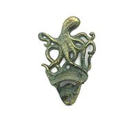 Hampton Nautical Antique Bronze Wall Mounted Octopus Bottle Opener 6"-Vintage Cast Iron Decor-Sea Life