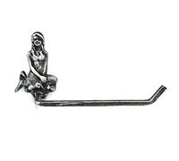 Hampton Nautical Antique Silver Cast Iron Mermaid Toilet Paper Holder 10" Bathroom Beach Home Decorating