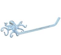 Hampton Nautical K-9205-solid-light-blue Rustic Light Blue Cast Iron Octopus Toilet Paper Holder 11" - Beach Bathroom Decor - Beach Decor - Cast Iron
