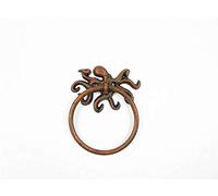 Hampton Nautical Rustic Copper Cast Iron Octopus Towel Holder 6" - Cast Iron Decor - Beach Decor