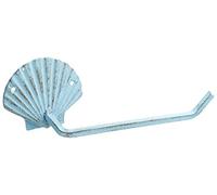Hampton Nautical Rustic Light Blue Cast Iron Shell Toilet Paper Holder 10" Bathroom Decoration-Beach Home