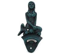 Hampton Nautical Seaworn Blule Wall Mounted Mermaid Bottle Opener 6"-Vintage Cast Iron Decor