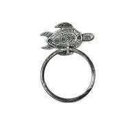 Hampton Nautical Silver Antique Towel Holder 7"-Sea Turtle Beach Decor-Cast Iron