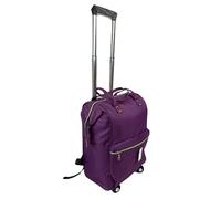 Hampton & Stewart 2 in 1 Hand Luggage Bag Case Wheeled Tote Shopping Cabin Trolley Weekend Travel Bag (Purple)