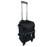 Hampton & Stewart 2 in 1 Hand Luggage Bag Case Wheeled Tote Shopping Cabin Trolley Weekend Travel Bag (Black)