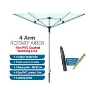 Hampton&Stewart 4 Arm Rotary Airer Clothes Dryer Ground Spike
