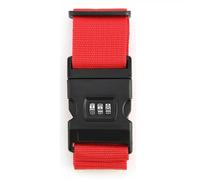 Hampton & Stewart Adjustable Strong Extra Safety Travel Suitcase Luggage Baggage Straps Tie Belt (Red with Combination)