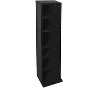Hampton & Stewart DVD Storage Tower Rack CD Unit Shelf Organiser Wood Black/White (Black)