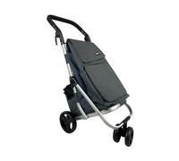 Hampton & Stewart Large 4 Wheel Shopping Trolley Cart Lightweight Strong Maneuverable Folding (Grey)