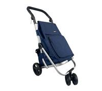 Hampton & Stewart Large 4 Wheel Shopping Trolley Cart Lightweight Strong Maneuverable Folding (Navy)