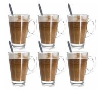 Hampton & Stewart Latte glasses x6 with Spoons