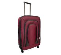 Hampton & Stewart Light Weight Suitcase 4 Wheels Case Luggage Expandable Nylon Combo Lock (Red, Medium 24")