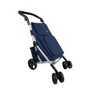 Hampton & Stewart Shopping Trolley Cart Large 6 Wheel Lightweight Strong Aluminium Frame, Durable, Large Wheels (Navy)