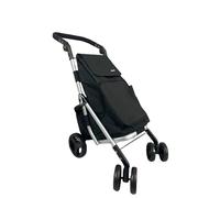 Hampton & Stewart Shopping Trolley Cart Large 6 Wheel Lightweight Strong Aluminium Frame, Durable, Large Wheels (Black)
