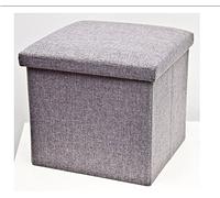 Hampton&Stewart Single 1 Seater Folding Ottoman Storage Pouffe Seat Cube Foot Box Stool 5Colours (Grey)