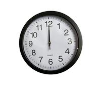 Hampton & Stewart Wall Clock 12'' Non-ticking Silent Quartz Decorative Clocks Modern Round Clock (Standard Black Clock)