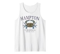 Hampton Virginia Blue Claw Crab Since 1610 Plum Letters Tank Top