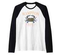 Hampton Virginia Blue Crab Fishing Since 1610 Orange Letters Raglan Baseball Tee