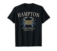 Hampton Virginia Blue Crab Since 1610 Ivory Letters T-Shirt