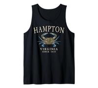 Hampton Virginia Blue Crab Since 1610 Ivory Letters Tank Top