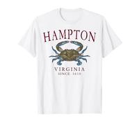 Hampton Virginia Blue Crab Since 1610 Maroon Letters T-Shirt
