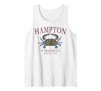 Hampton Virginia Blue Crab Since 1610 Maroon Letters Tank Top