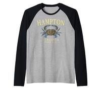 Hampton Virginia Blue Crab Since 1610 Yellow Letters Raglan Baseball Tee