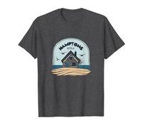 Hamptons Style Coastal Cottage Beach House T-Shirt, Men, Dark Heather Grey, M