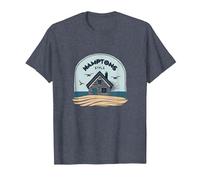 Hamptons Style Coastal Cottage Beach House T-Shirt, Men, Heather Blue, 5XL