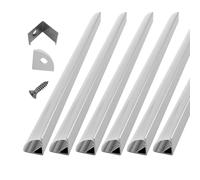 HAMRVL 6-Pack 1ft 16x16mm Led Aluminum Channel System with Cover V Shape, Led Strip Light Diffuser Track with White End Caps and Mounting Clips Accessories,Aluminum Profile for Led Strip Lights