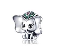Hamsa Birthday Earth Travel Holiday Lucky Elephant Evil Eye Charm Bead Pendant 925 Sterling Silver Compatible With Pandora Charm Moments Bracelet (Indian African Elephant)