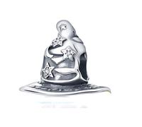 Hamsa Birthday Earth Travel Holiday Lucky Elephant Evil Eye Charm Bead Pendant 925 Sterling Silver Compatible With Pandora Charm Moments Bracelet (Witching Wizard Magic Hat Harry Star)