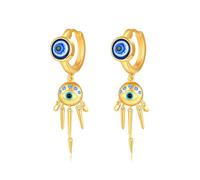 Hamsa Earrings 925 Sterling Evil Eye Jewellery Gold Plated Hand of Fatima Dangle Drop Earring Evil Eye Earrings Protection Lucky Gifts for Her Women Girls