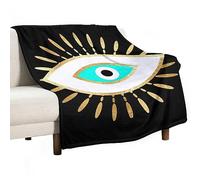 Hamsa Evil Eye Gold Foil Print Fleece Throw Blanket Soft Cozy Fluffy Flannel Throws Blankets for Couch Bed Sofa Living Room Bedroom Home Decor, Lightweight Fuzzy Plush Blanket for All Season 40" X 50"