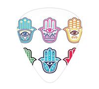 Hamsa Evil Eye Guitar Picks 12 Pack Universal ABS Guitar Picks,Colorful Hamsa Hands with Third Eye Symbol ins Folkloric Ethnic Design Evil Eye,for Acoustic and Electric Guitar