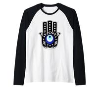 Hamsa Evil Eye Hand Raglan Baseball Tee