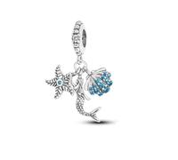 Hamsa Evil Eye Wife Lucky Birthday Rainbow Angel Dog Paw Charm Bead Pendant 925 Sterling Silver Compatible With Pandora Charm Moments Bracelet (Mermaid Shell Starfish Sea)