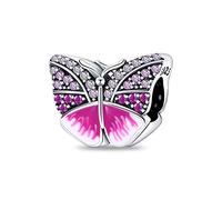 Hamsa Evil Eye Wife Lucky Birthday Rainbow Angel Dog Paw Charm Bead Pendant 925 Sterling Silver Compatible With Pandora Charm Moments Bracelet (Pave Butterfly Moth Insect Wing)