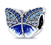 Hamsa Evil Eye Wife Lucky Birthday Rainbow Angel Dog Paw Charm Bead Pendant 925 Sterling Silver Compatible With Pandora Charm Moments Bracelet (Enamel Crystal Butterfly)